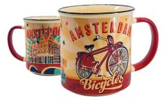 Beker vintage Amsterdam "Bicycles" - Groot