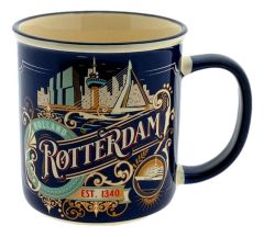Mok Rotterdamse Vintage Skyline Blauw - Groot