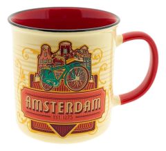 Beker Vintage Amsterdam Skyline Rood - Groot