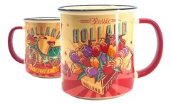 Beker vintage Holland "Bicycles and Tulips" - Groot