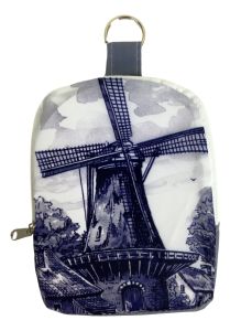 Folding bag "Delft Blue Mill" in pouch