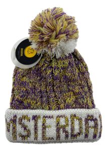 Robin Ruth Amsterdam Pom Pom Hat Purple/Multi