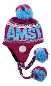 Robin Ruth Amsterdam Beanie with Earflaps - Fuchsia & Blue