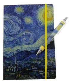 Notebook, A5, Starry Night by Vincent van Gogh with pen