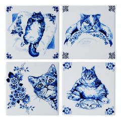 Lazy Cat Coasters, 4 pieces