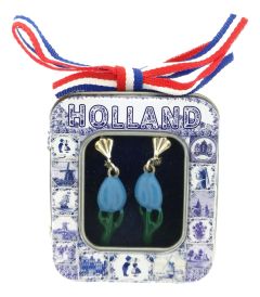 Oorbellen blauw tulpje 
