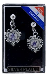 Oorbellen Zilver "Landschap Hart Kristallen Wit/Blauw"
