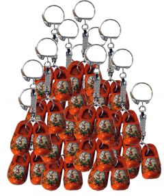 Keyhanger 2 wooden orange clogs, 60 pcs