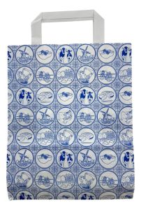 Papieren Cadeautas met Blauwe Tegel opdruk