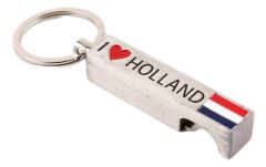 Flesopener / Sleutelhanger "I Love Holland" - Zilverkleurig