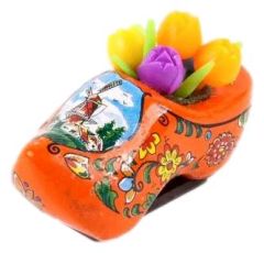 Koelkastmagneet Klomp Oranje met tulpjes, 4 cm