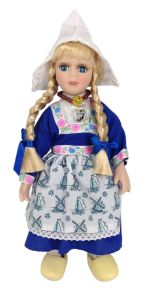 Doll Volendam blue costume, 26cm