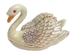 Witte zwaan met kroon in Cadeaudoosje