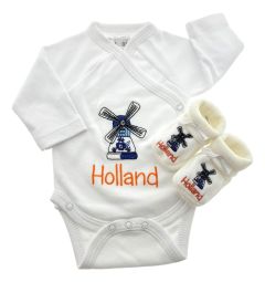 Baby romper cadeauset Molen met slofjes