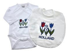 Baby romper gift set Tulips with Bib