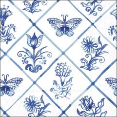 Pakje Servetten "Delfts Blauwe Vlinders & Bloemen" (20 stuks)