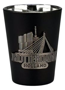 Shotglas Rotterdam Skyline - Zwart Metaallook