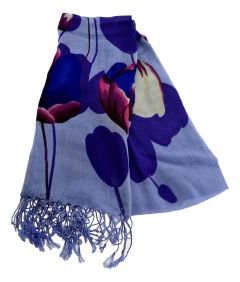 Robin Ruth Scarf "Purple with Blue Tulips"
