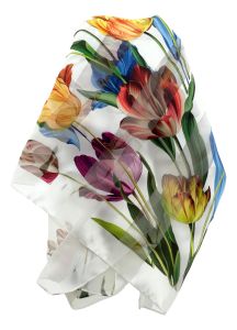 Scarf "White with colored tulips"