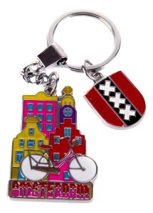 Keychain "Amsterdams Canalhouses with Coat of Arms charms"