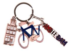 Keychain "Bike, Amsterdam, Blue"