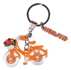Bicycle keychain with Holland letter charm - orange