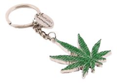 Keychain "Weed Leaf, Glitter"