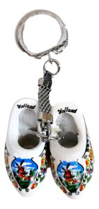 Keyring 2 clogs wood White
