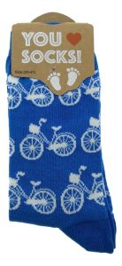 Ladies Socks "Blue with White Bicycles" 35-41