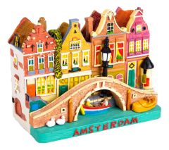 Stadsgezicht Huizen Amsterdam - Groot (12 cm)