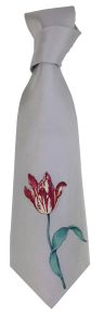 Tie silvergrey with red tulip