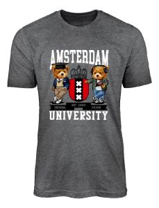 Unisex T-Shirt Amsterdam Bear University Donker Grijs