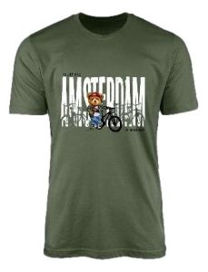 Unisex T-Shirt Me With Bike Amsterdam Groen