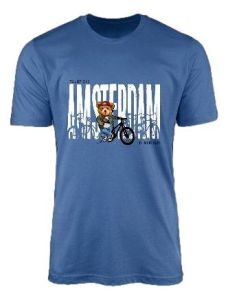 Unisex T-Shirt Me With Bike Amsterdam Blauw