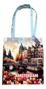 Canvas Bag Amsterdam - Canal & Tulips