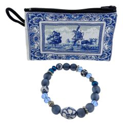 Blauwe Armband met Geweven Tasje - Molen