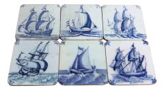 Coasters Delftblue tiles with Dutch ships