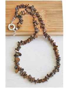 Ketting Tijgeroog splitkralen, 52cm.