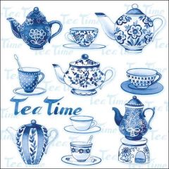 Pakje Servetten "Blauw Thee Momentje" (20 stuks)