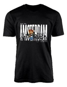 Unisex T-Shirt Me With Bike Amsterdam Zwart