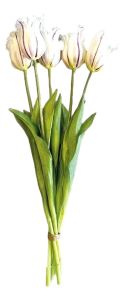 Boeket van 5 Witte Franje Tulpen - 40 cm