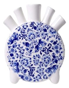 Tulip vase Delft blue round, 20 cm