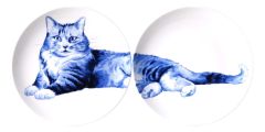 Relaxing Cat Diptych Wall Plate