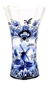 Vase - Delft Blue Motif with Windmill, 18 cm