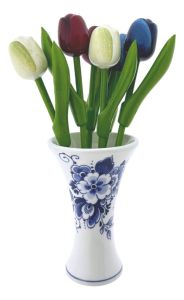 Vase with Flowers - Red/White/Blue