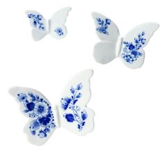 Butterfly Wall Art - Delft Blue - Set of 3