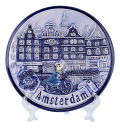 Wall Plate Amsterdam - Canal Houses and Bicycle - 20 cm (large)