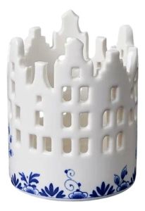 Tealight holder Houses Delft Blue Small