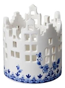 Tealight holder Houses Delft Blue Medium