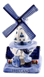 Stellingmolen Delfts blauw Kussend Paar, 12 cm